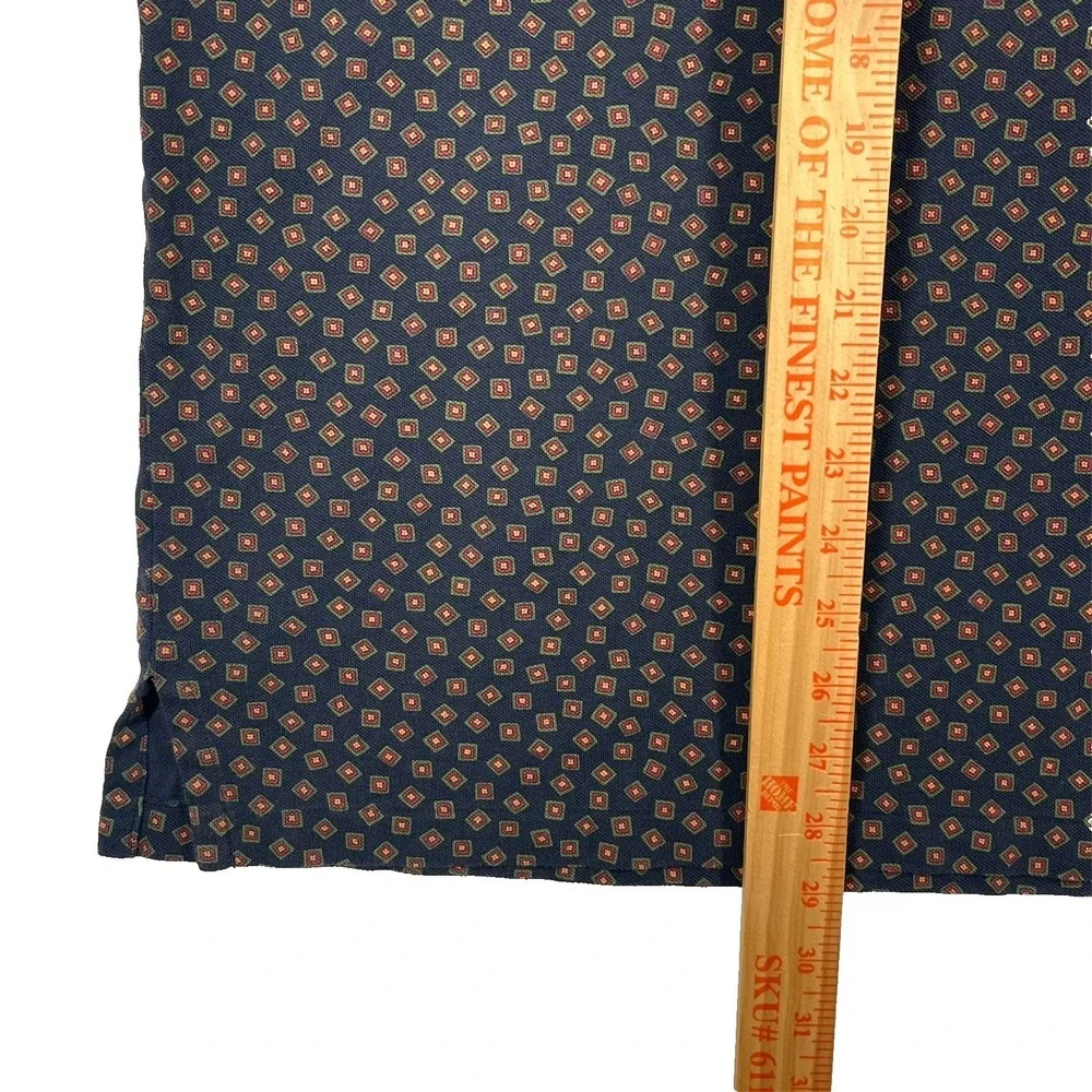 Ralph Lauren Polo Shirt Men's 2XB Navy Blue Geometric‎ Diamond Long Sleeve
